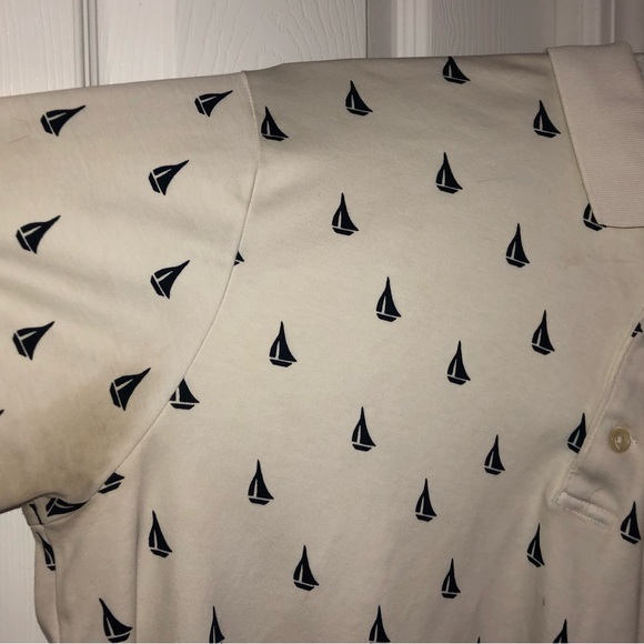 Ralph Lauren polo - three button, white/navy sailboat, mens large - Picture 7 of 7